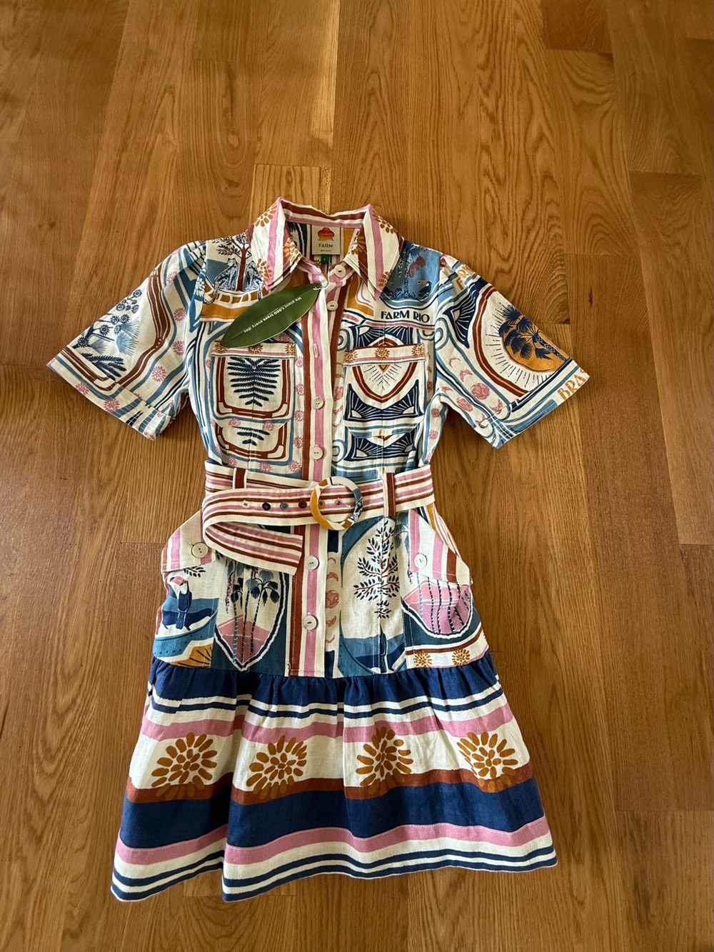 FARM Rio Cerrado Stamps Mini Dress - Cream - Picture 3 of 7